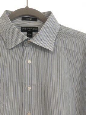 SAKS FIFTH AVENUE 100% COTTON SLIM FIT LONG SLEEVE BUTTON DOWN DRESS SHIRT LARGE
